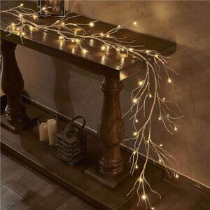 Lighted Birch Garland 6FT 48 LED Battery Operated Timer Pre-lit Twig Vine Lights